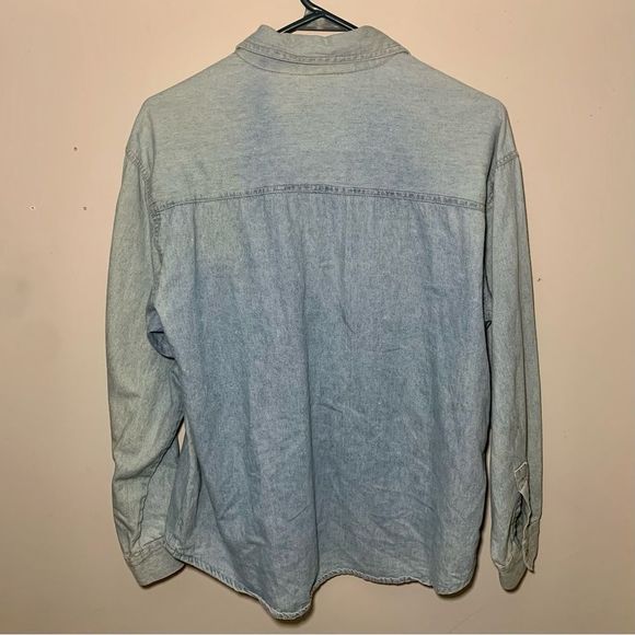 VINTAGE  90s LOONEY TUNES Tweety Bird Men’s Denim Button Down (Size M) - Picture 9 of 15